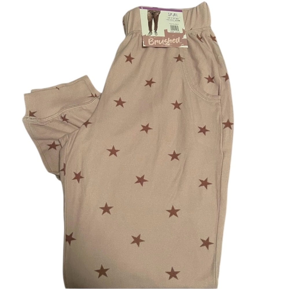 Brushed Star Print Joggers PullOn Pockets Size S